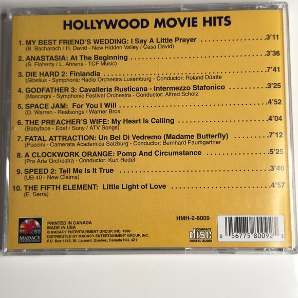 Hollywood Movie Hits CD 1998 Countdown Singers Madacy – Film Soundtrack Classics - Picture 2 of 5